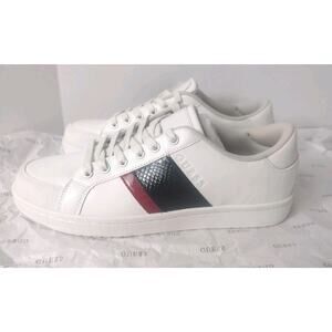 Men's Guess White Black & Red GMLENDY Leather Sneakers Size 9.5